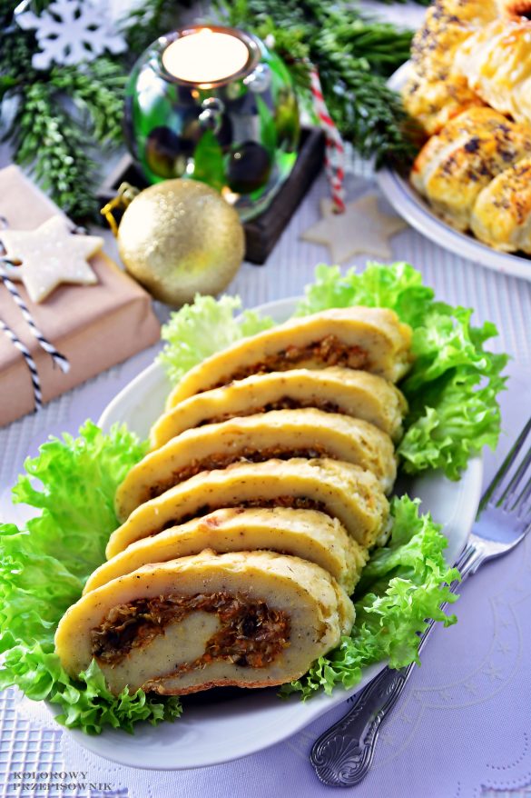 Rolada ziemniaczana z kapustą i grzybami, przepisy na wigilię, wigilia, boże narodzenie