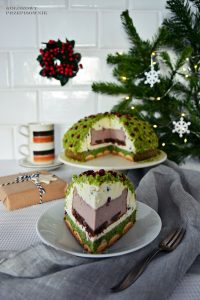 Leśny mech z niespodzianką, sernik, tort