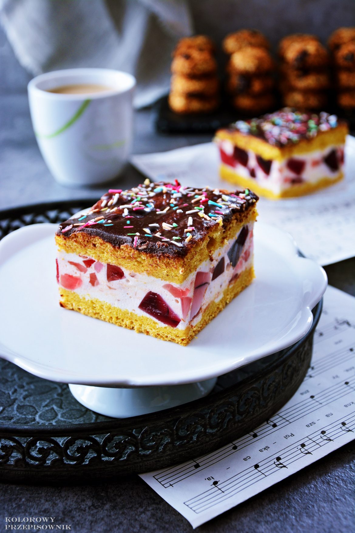 Ciasto ambasador, ciasto z galaretką, deser, dla dzieci