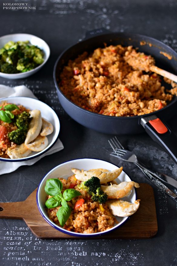 Potrawka warzywna z kasza orkiszowa, potrawka wegetarianska, jednogarnkowe danie, szybki obiad - Kolorowy Przepisownik, sprawdzone przepisy