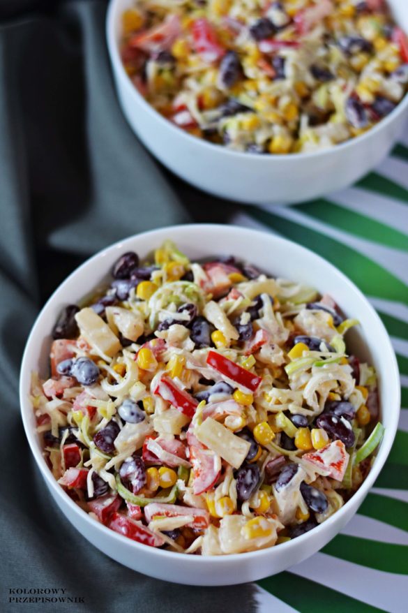 Salatka meksykanska, salatka z ananasem, salatka z papryka, salatka na sylwestra, salatka dla dzieci - Kolorowy Przepisownik, sprawdzone przepisy