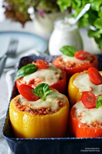 Papryki faszerowane ryzem z indykiem, papryka nadziewana, faszerowana papryka, przepisy z indykiem - Kolorowy Przepisownik, sprawdzone przepisy