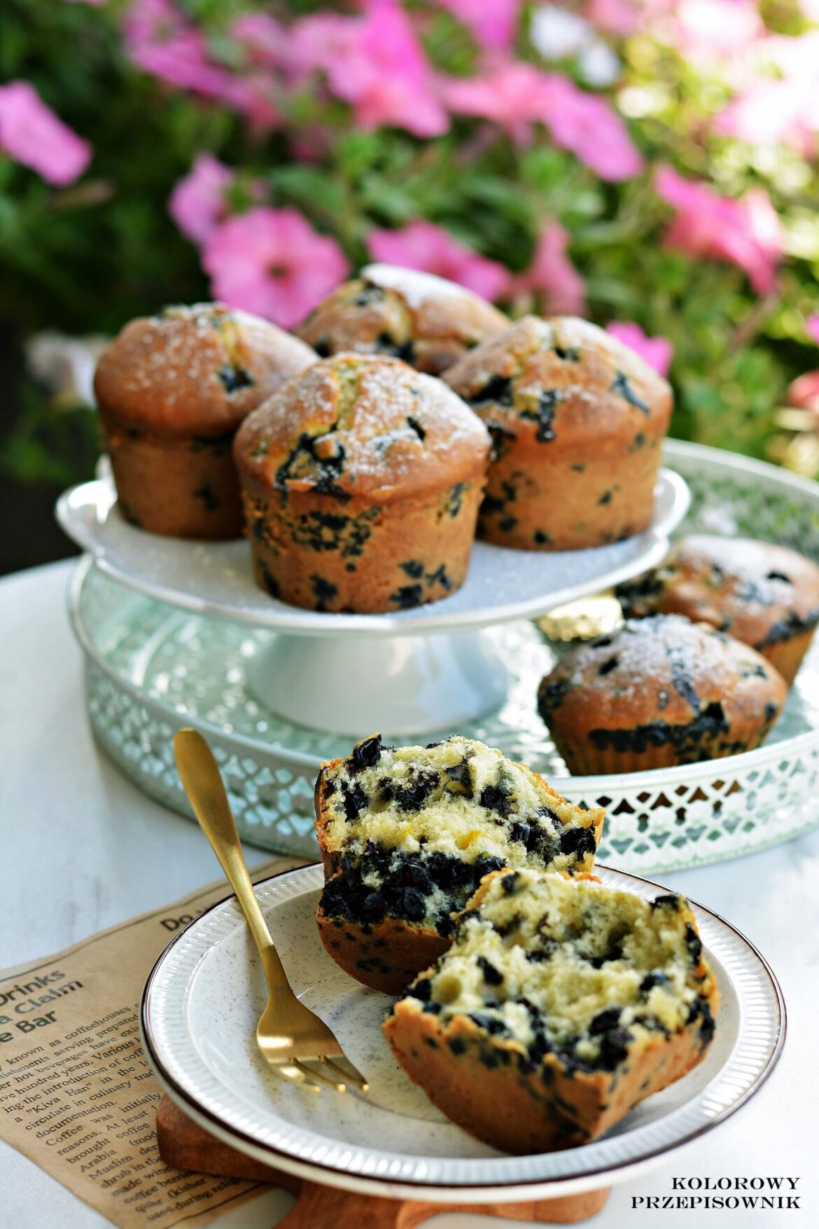 Muffinki jagodowo-cytrynowe, muffinki z jagodami, muffinki cytrynowe, babeczki z jagodami - Kolorowy Przepisownik blog kulinarny